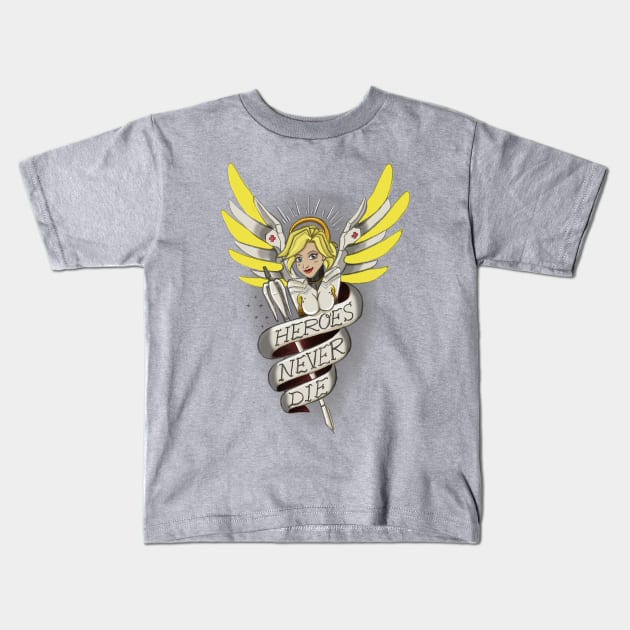 Old School Tattoo Mercy Kids T-Shirt by AlexRoivas